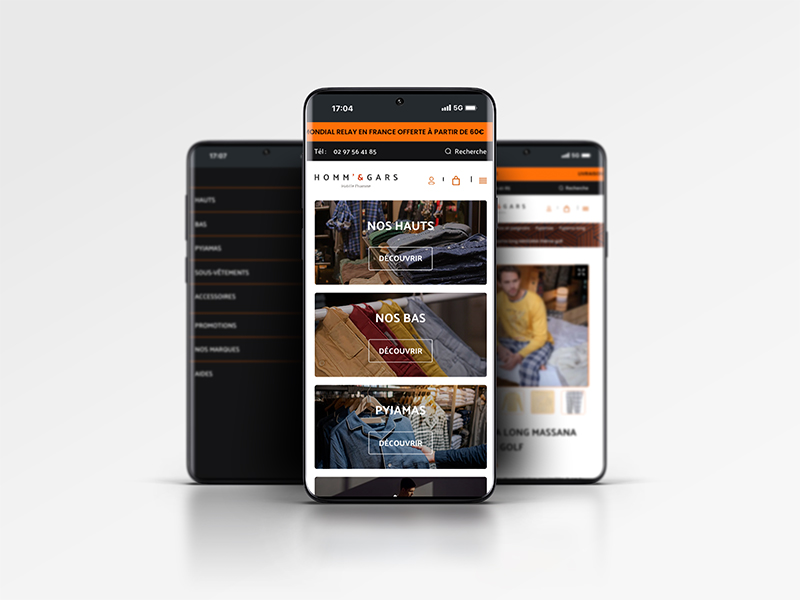 Homm&Gars, refonte site E-commerce par ARTGO Média version Mobile