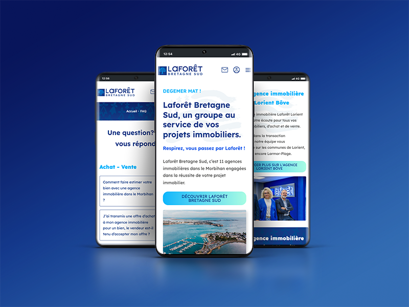 Laforêt Bretagne Sud, création de site internet vitrine par ARTGO Média, vue mobile