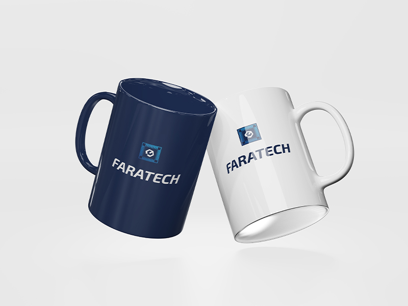 Faratech, création d'une identité visuelle, tasses